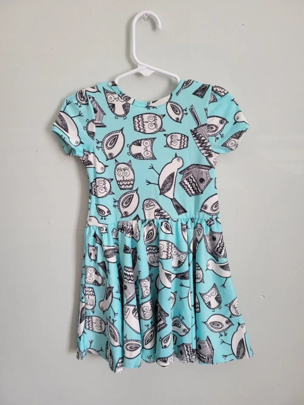Dot Dot Smile Dress Girl's 2T Toddler Blue Owl & Birds Twirl Cap Sleeve NWT